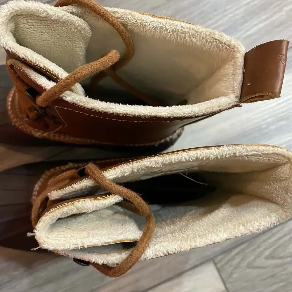 Esprit Harbour Women's Brown Faux Fur Lined Lace-Up Duck Boots Size 8M